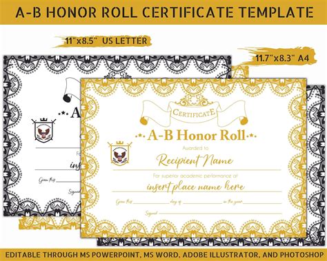Certificate of Completion AB Honor Role, Black AB Honor Roll ...