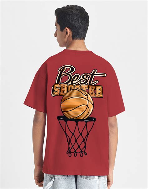 Best Shooter Red Oversized Graphic Printed Boys T-shirt – Veirdo