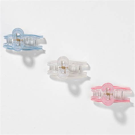 Holographic Bow Hair Claw Clips - Set of 3 - Pink, Blue & White – Hair ...
