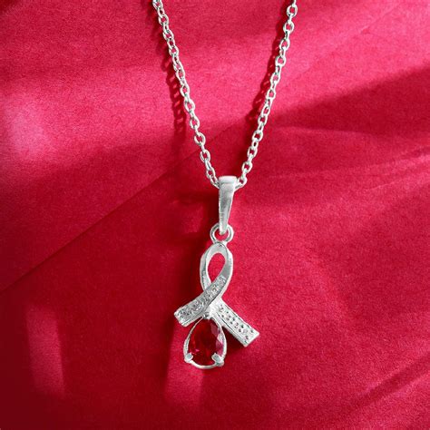 Silver Red Drop Stone Pendant And Chain – Unniyarcha