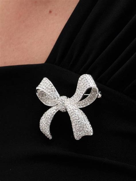 Jon Richard Crystal Bow Brooch, Silver
