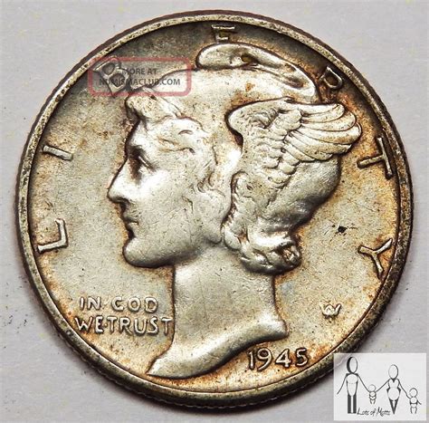 1945 (p) Extremely Fine Xf Winged Liberty Mercury Dime 10c Us Coin X