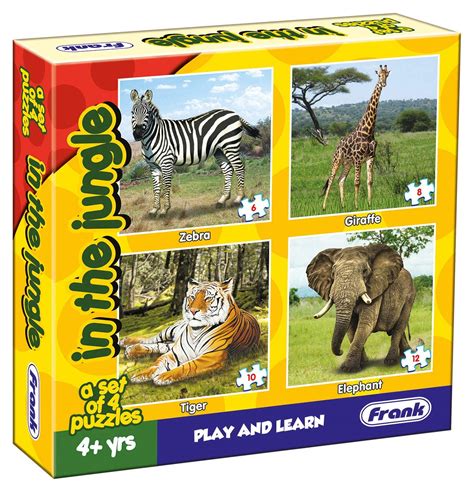 Buy Frank Animal Puzzles for Kids - in The Jungle - Set of 4 Jigsaw ...
