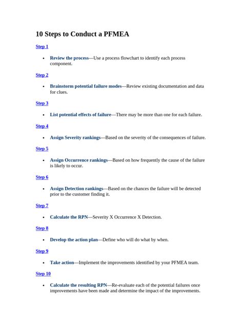 PFMEA Process Steps 的图像结果