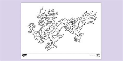 Picture of a Chinese Dragon Complete Colouring Sheet