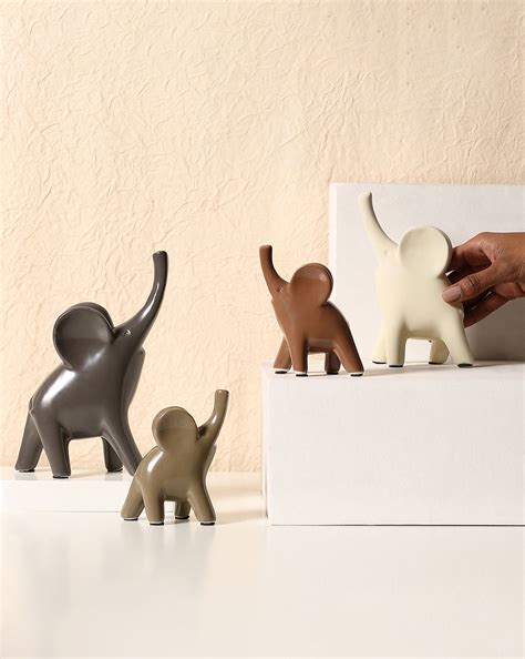 Bonhomie Multicolured Elepant Solid Minimalistiic Ceramic Showpiece For ...