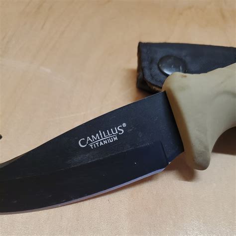 Camillus Titanium 440 Fixed Blade Hunting/Tactical Knife NO sheath Tan ...