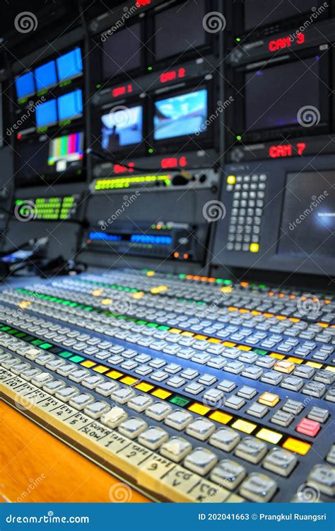 Equipment in Outside Broadcasting Van. Stock Image - Image of ...