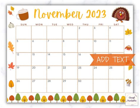 Printable Thanksgiving Calendar