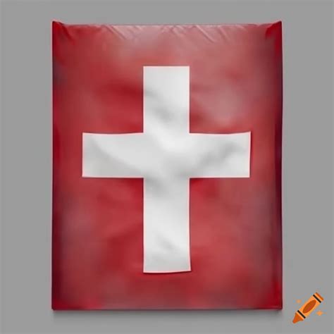 Red flag with white cross on Craiyon