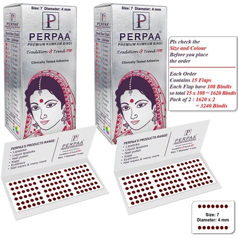 PERPAA Premium Velvet Sticker Kumkum Bindi Box of 15 Flaps Each Pack 2 ...