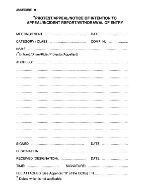 Fillable Online savva org Annexure H Protest form.doc - savva org Fax ...