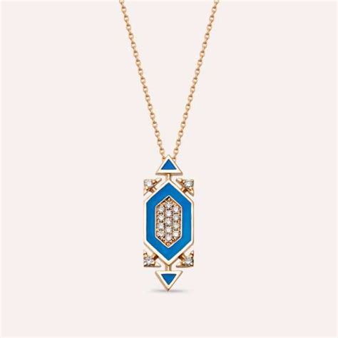 Salm 0.19 CT Diamond and Blue Enamel Pendant