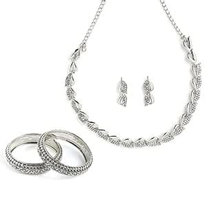 Buy KENNICE Oxidised-Silver Plated Traditional Necklace with Earring ...