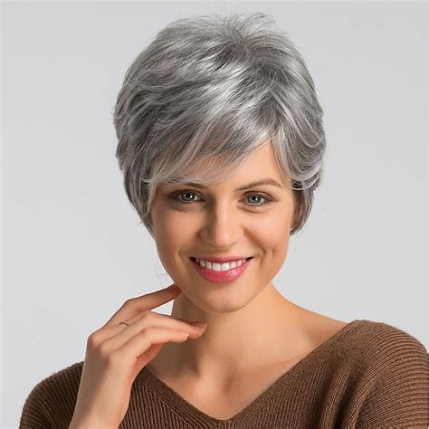 Human Hair Blend Wig Short Natural Straight Pixie Cut Blonde Red Mixed ...