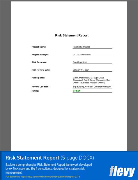 Image result for Example Risk Statement Decription Examples