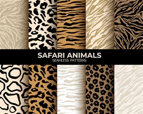 Animal fur print seamless patterns | Free Vector