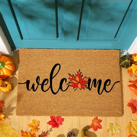 The Holiday Aisle® Fall Coir Doormat Maple Leaves Welcome Doormat 23.6 ...