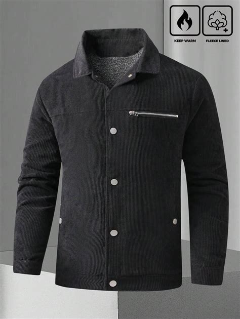 Manfinity Homme Men's Plain Long Sleeve Zip-Up Casual Loose Jacket With ...