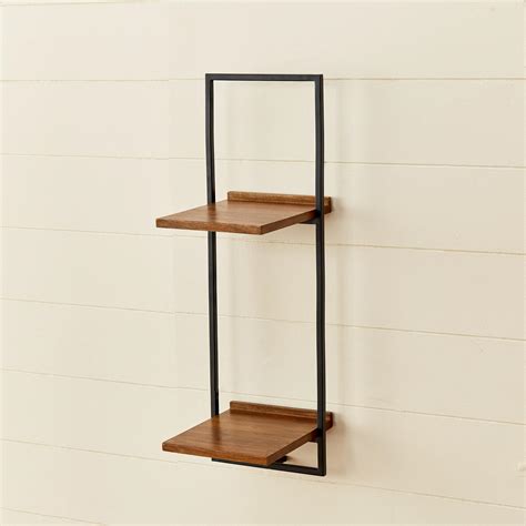Buy Ajax Mango Wood 2-Tier Wall Shelf - Brown from Home Centre at just ...