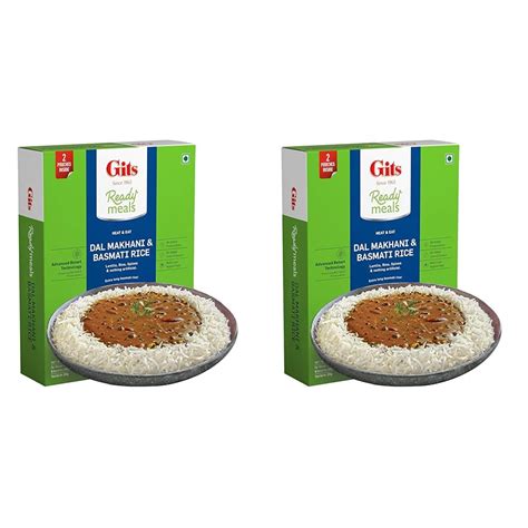 Gits Ready to Eat Basmati Rice + Dal Makhani Combo Meal, Pure Veg, Heat ...
