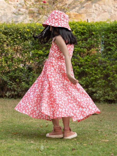 Pink & White Girls Organic Cotton Maxi Dress – Pinklay