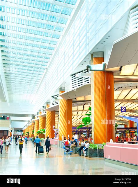 Modern interior of Changi International Airport in Singapore Stock ...
