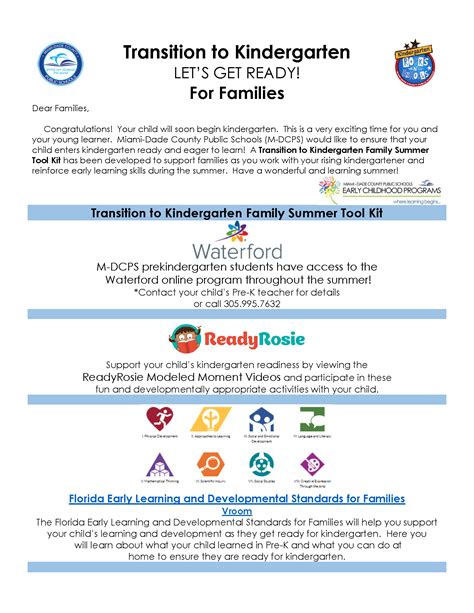 2024-2025 Transition to Kindergarten Summer Activities and Family ...