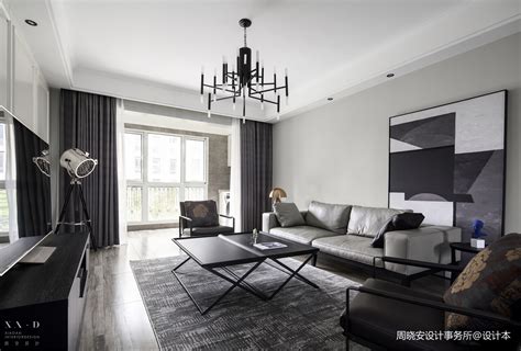 黑白灰美式客厅设计图 – 设计本装修效果图