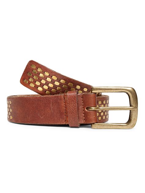 Black Genuine Leather Belt with Golden catcher Rivet Design By Art N ...