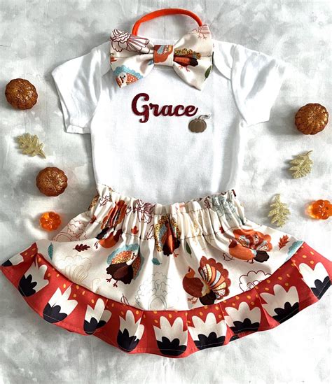 My First Thanksgiving Outfit, Baby Girl Thanksgiving Outfit, Blue ...