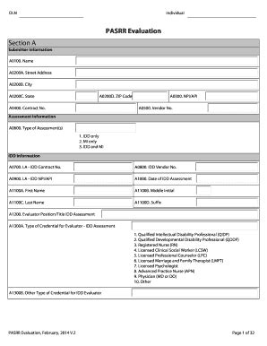 PASRR Evaluation Form - Blank Fillable Template | Fill Out, Print ...