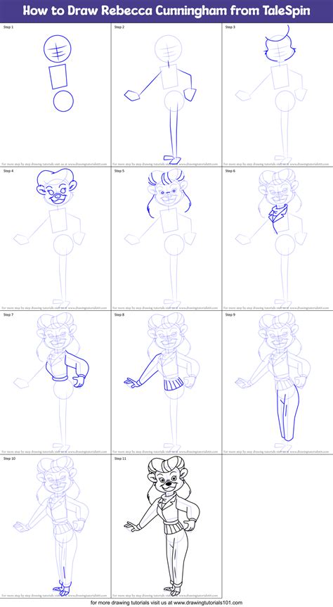 How to Draw Rebecca Cunningham from TaleSpin (TaleSpin) Step by Step ...
