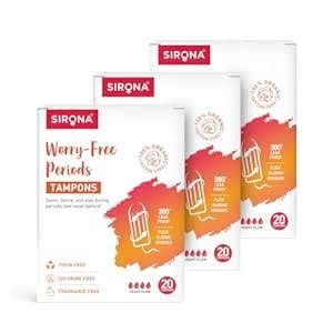 Buy Sirona Period Made Easy Tampons - 20 Piece (Pack of 3) | For Heavy ...
