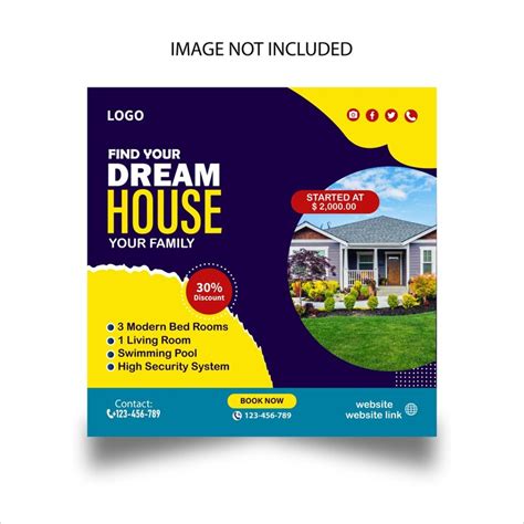 Dream house for social media post design template | Premium Vector