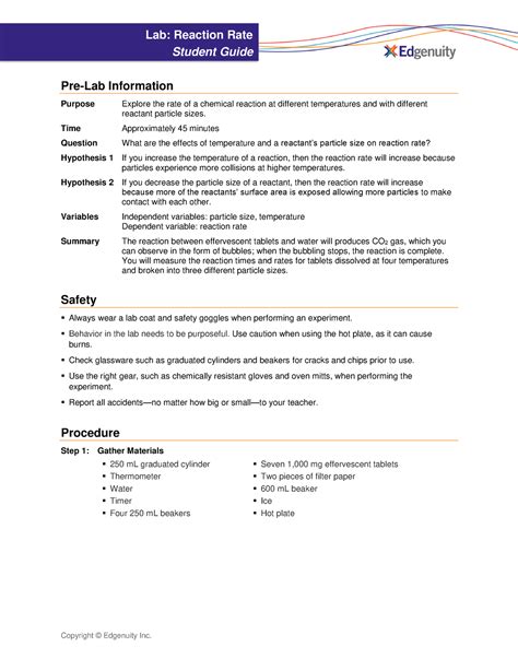 Chemistry-Reaction Rate-Student Guide - Copyright © Edgenuity Inc. Lab ...