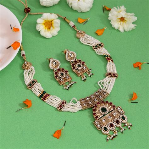 Buy Artificial Matte Gold Necklace Set Online on Wholesale ...