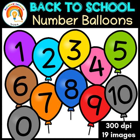 Number Balloons Clipart | Balloon Numbers Clip Art | Numbers 0-10 Clip ...