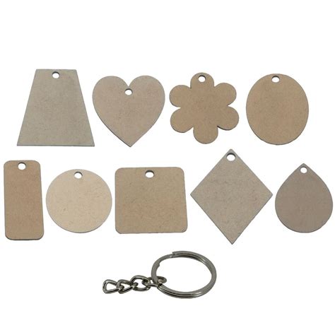 Buy MDF Key Chain Bases With Steel Rings For DIY Painting online ...