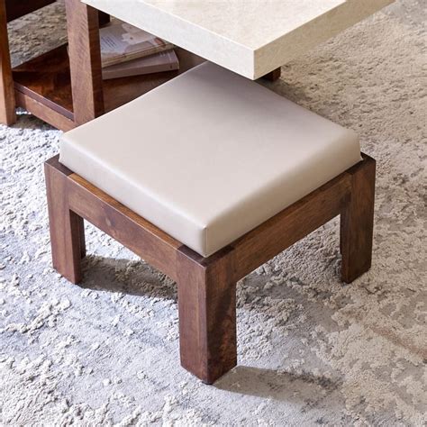 Buy Giza Composite Marble Top Coffee Table with Stools - Walnut from ...