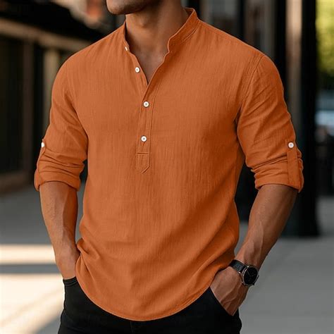 Voor heren Overhemd Linnen overhemd Zomer overhemd Strand Kleding ...