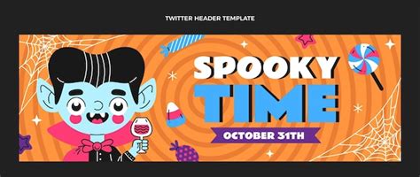 En-tête de twitter halloween design plat dessiné à la main | Vecteur ...