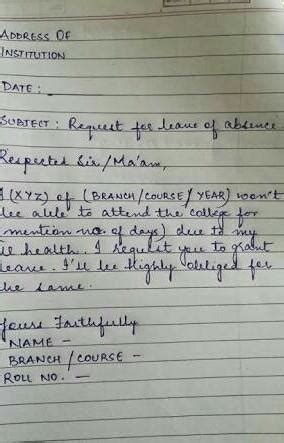 Write a letter to your headmaster telling him why you absence yourself ...