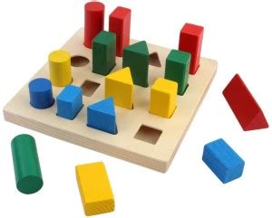 CIVIL Geometry Shape Sorter Blocks Wooden Toys for Kids - Geometry ...