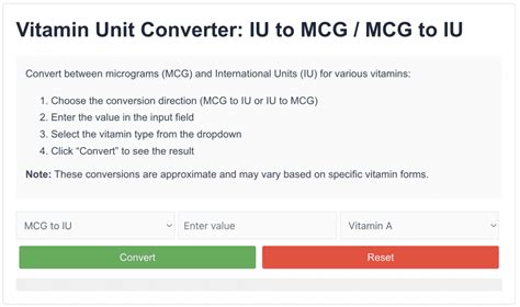 MCG to IU Converter: Simplify Vitamin Measurement Conversion | Useful ...