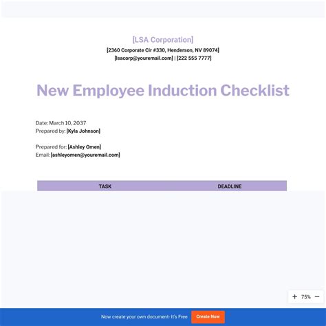 New Employee Induction Checklist Template - Download in Word, Google ...