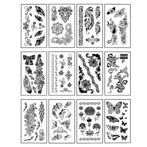 Buy 12 Sheets Temporary Self Adhesive Transfer Arabic Arabian Tattoo ...