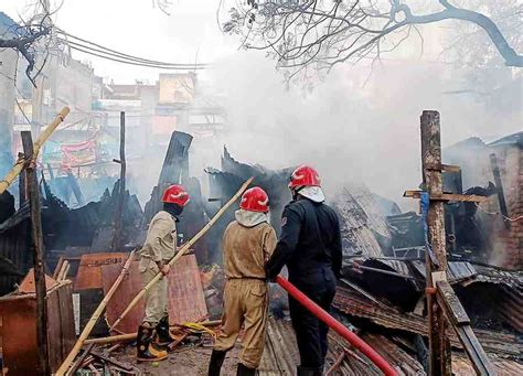 Fire guts shops at stone market in Delhi's Kotla Mubarakpur