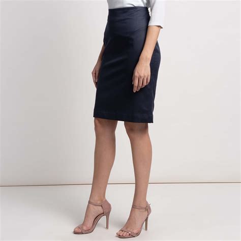 Women's Office wear Navy Blue Poly Cotton Straight Skirt – The Ambition ...