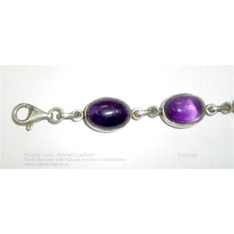 Silver Bracelet with Natural Amethyst Cabachone, Astrological Bracelet ...